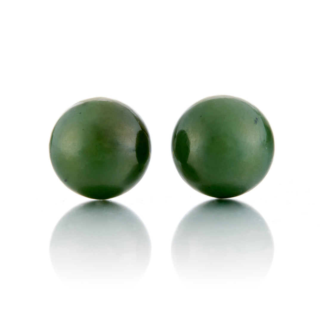 12mm Green Nephrite Bead Earrings