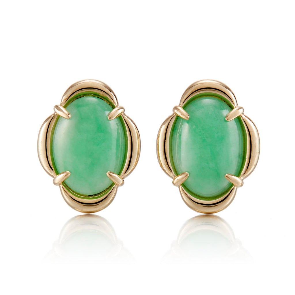Apple Green Jade Scalloped Earrings