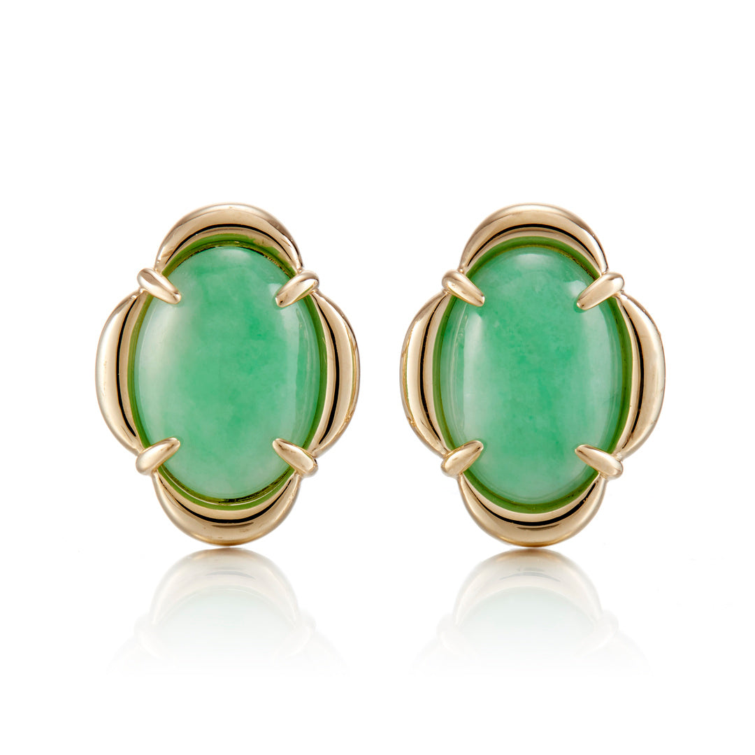 Apple Green Jade Scalloped Earrings