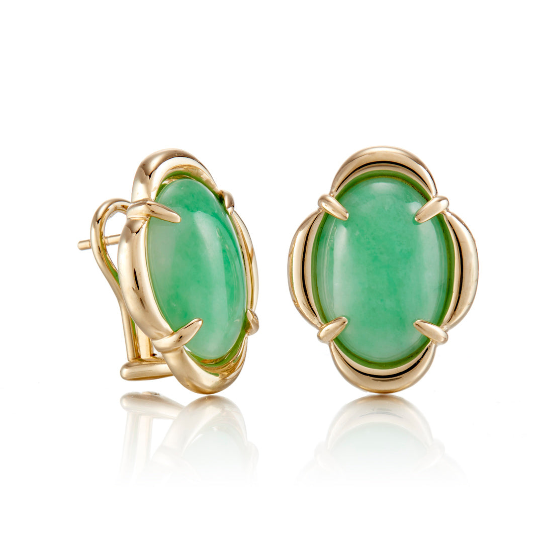 Apple Green Jade Scalloped Earrings